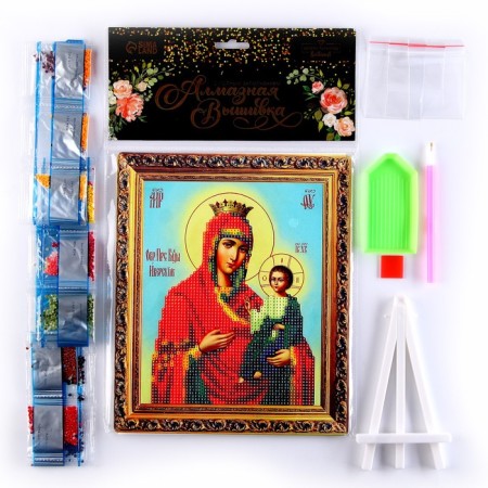 Diamond embroidery with partial filling "Theotokos" 21 × 25 cm, canvas, capacity
