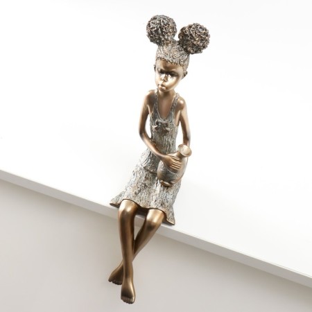 Polystone souvenir "Girl with curly tails, with a jug" under bronze 14.5x8.5x34.5 cm-2
