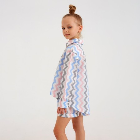 Рубашка для девочки MINAKU: Cotton Collection цвет белый, рост 122-4