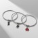 Bracelet Assorted "Margeri" set of 3 pcs., ZOO, red-black color in silver