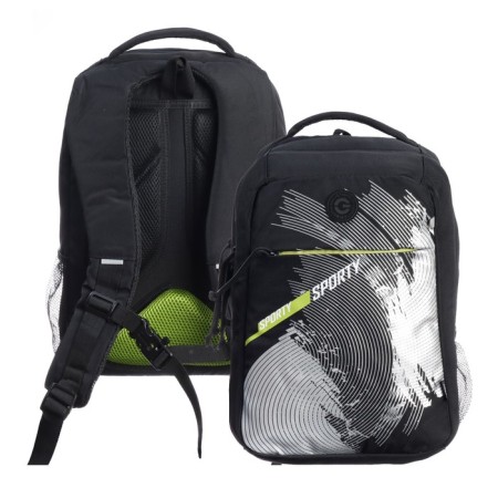 Youth backpack 39 x 26 x 19 cm, Grizzly, ergonomic back, laptop department, black