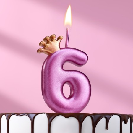 Candle for the Crown cake, number "6", 5.5 cm, on a skewer
