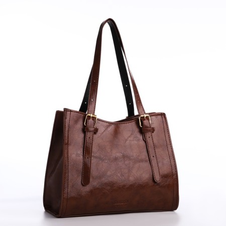 Bag Women's Tout with zipper, brown color-1