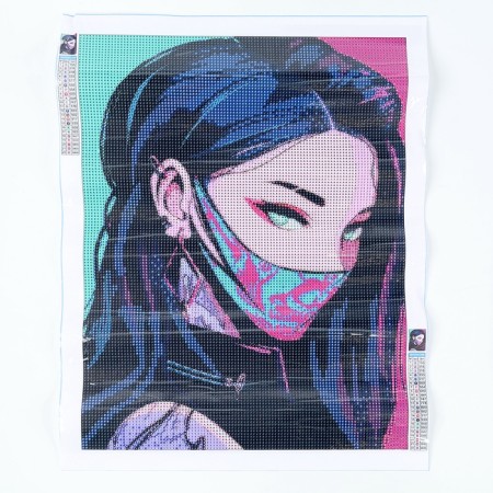 Diamond mosaic with full filling on the canvas "Girl Neon", 30 x 40 cm-2