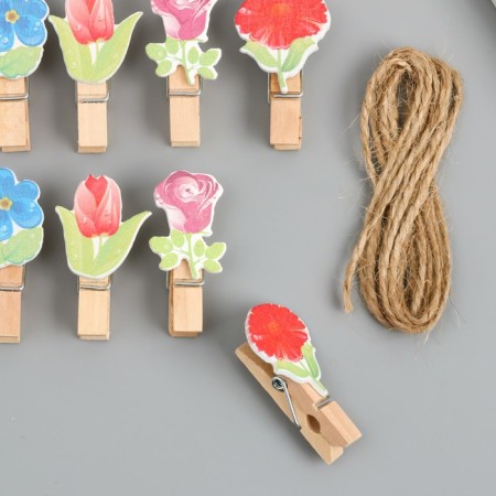 Decor for creativity wood "clothespin. Flower" set 10 pcs 4x2.3x1.2 cm-1