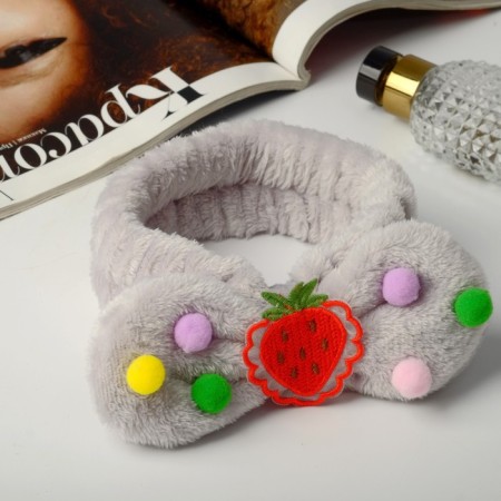 Hair bandage "Fruit" 18*5 cm Strawberry, gray
