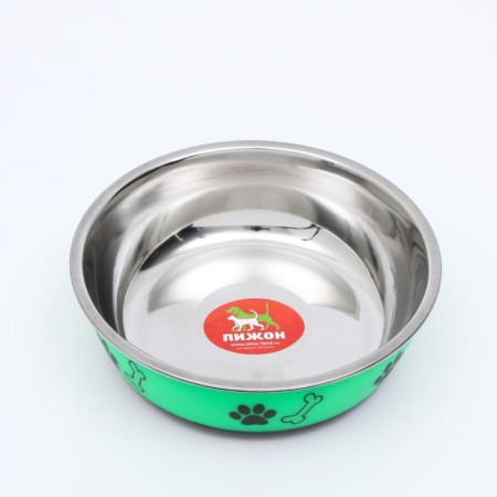 The bowl is round with a non -slip base and print, 450 ml, green-1