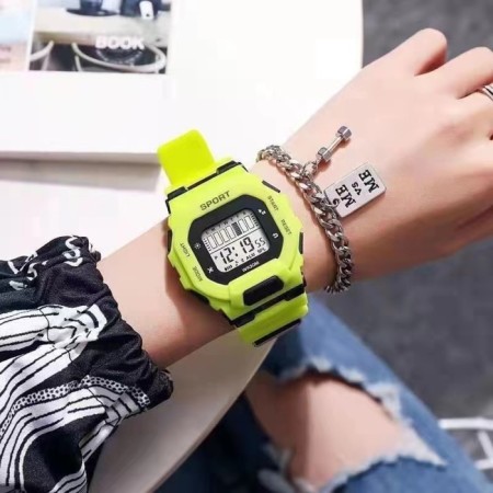 Electronic watch watches, D-4.5 cm, with an alarm clock, green-1