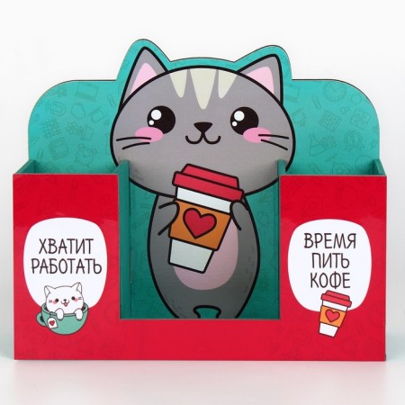 Organizer for the Office "Cat with Coffee"-2