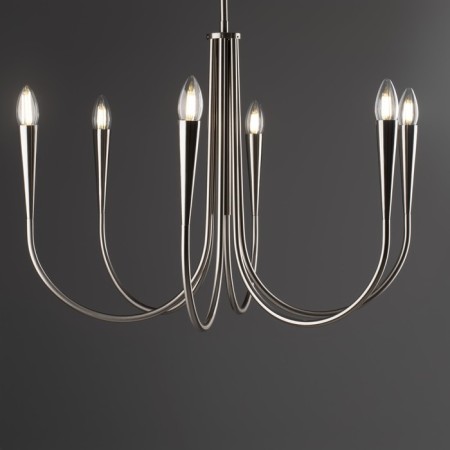 Suspended lamp Freya Fr5253PL-06N Branches, 625x625x1100 mm, E14, 6x40W, Nickel color-6
