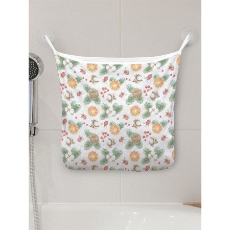 Organizer in a bath on suction cups "Christmas still life", for storing toys and trifles, size 33x39 cm