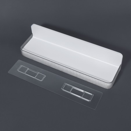 Organizer for storage, hinged, 1 section, with an adhesive base, 35 × 10 × 7.5 cm, translucent/white color-5