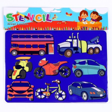 Stencil for kids "Transport" with coloring-2