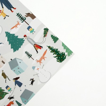 Glossy packaging paper "Winter City", 70 x 100 cm, New Year-3