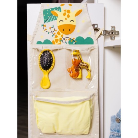 Pockets in the kindergarten "Giraffe", for a children's cabinet, 83x24 cm, beige-7