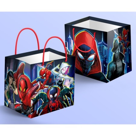 Gift package with a wide bottom, 30x30x30 cm, spider-man