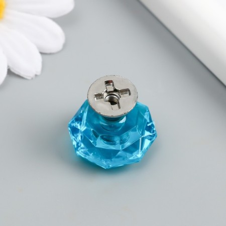 Handle for the casket Metal "Crystal blue-green" silver 2.6x2.6x2.4 cm-2