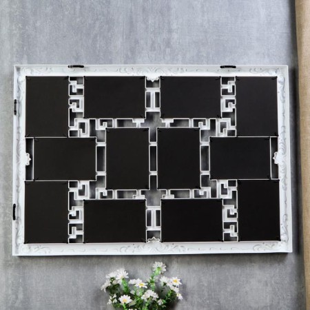 Photo frame plastic in 12 photos 10x15 cm "Labyrinth" White with a golden pattern 56.5x75.5 cm-3