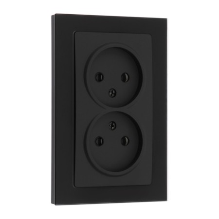 Double Tot Matte Glass, 10 A, hidden, without salary, glass, black-1