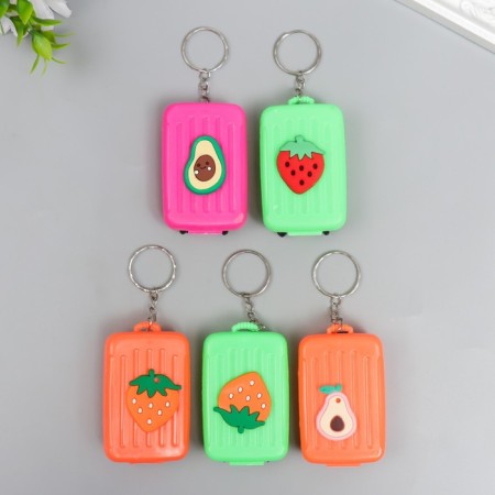 Plastic keychain "Suitcase Fruit on wheels" mix 5.5x4x42 cm-5