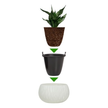 Sandy Bowl Kashpo, 2 subjects: internal and outer capacitance, 9 l, white color-3