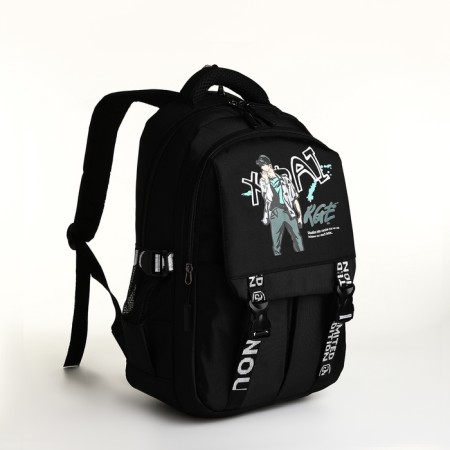 Youth backpack from lightning textiles, 5 pockets, black color-2