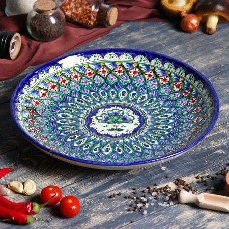 Largan Rishtan ceramics "Patterns", 32 cm, blue-12