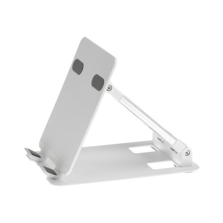 A tablet stand, adjustable, folding, rubber inserts, white-2