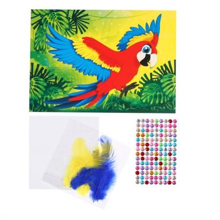 Set for creativity. Applications with feathers and rhinestones "Caccadus" 21 x 14.8 cm-4