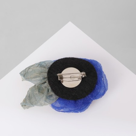 Brooch "Flower" rose, blue color-1