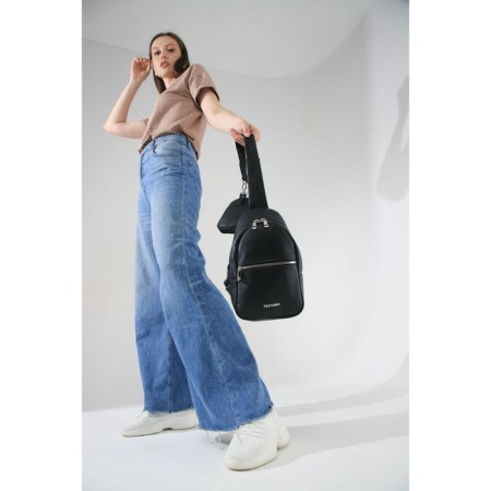 School bag, wallet, textura, artificial leather, black color-5