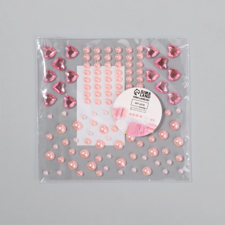 Rhinestones self -adhesive figured "Assorted", 153 pcs on the sheet, pink color-4