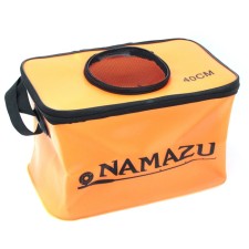 Bag-kan namazu is folding with a window, size 36x22x21. PVC material, orange color