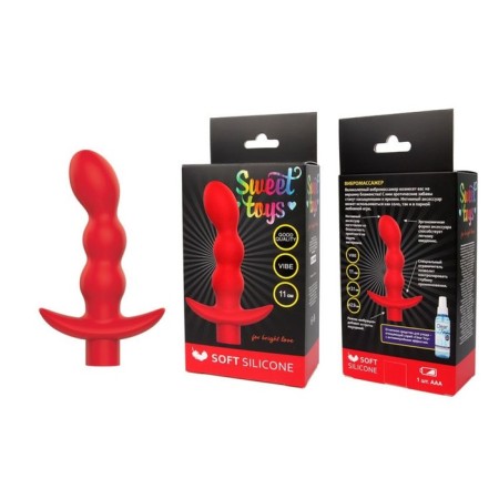 Anal vibro massager Sweet Toys, Soft Touch Silicone 11 x 2.9 x 3.1 cm, red