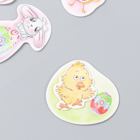 Cardboard sticker 2 layers "Easter bunnies and chickens" 17x12 cm-1