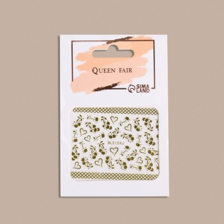 Nail stickers "admiration", voluminous, metallized, golden color-4