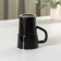 Ceramic mug with a lid and spoon Vintage, 350 ml, black color