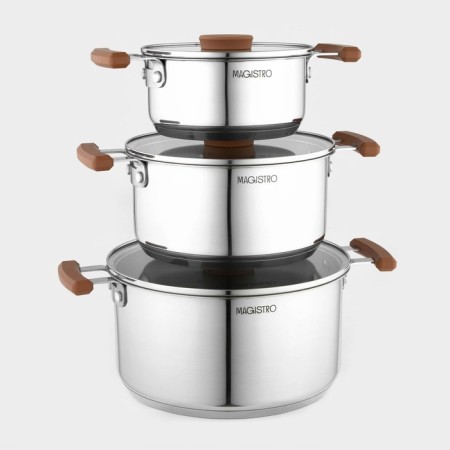 A set of stainless steel dishes Magistro, 3 pcs: D = 16/20/24 cm, induction-11
