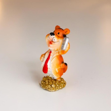 Souvenir Polystone "Tiger Businessman with bills and coins" MIX 5.8x3x3.5 cm-2