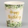 Paper glasses “Happy birthday”, 6 pcs., Green color