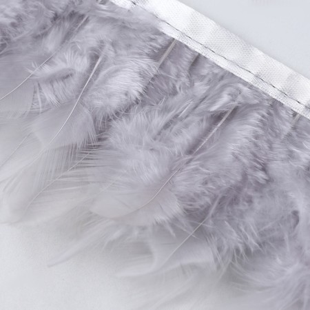 Braid with feathers of a rooster, 10-15 cm, 5 ± 0.5 m, the color is light gray-3