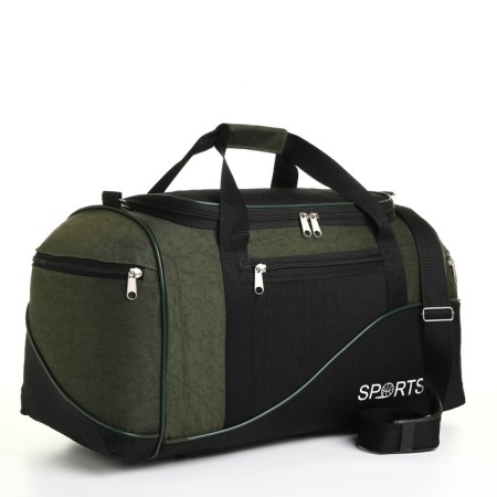 Sports bag, lightning department, 3 outer pockets, long belt, khaki color