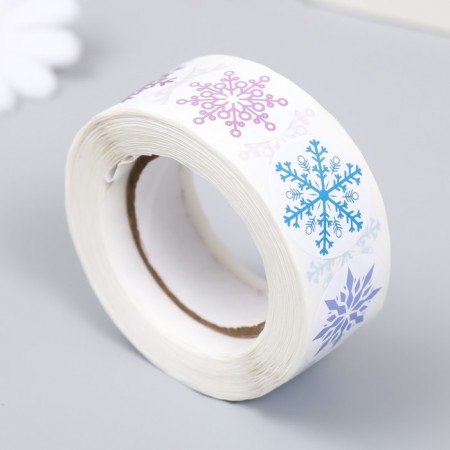 Stick Paper "Frosty snowflakes" d = 2.5 cm 500 pcs in a roll 3x6.5x6.5 cm-1