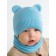 A cap on ties with ears children's Amarobaby Pure Love Bear, with a lining, size 40-42 cm, blue color