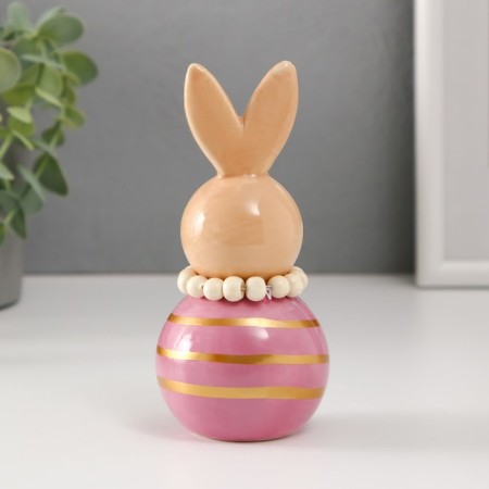 Souvenir Ceramics "Bunny Nevali with stripes" beige-lilac 6.3x6.3x13.3 cm-2