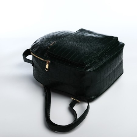 Women's backpack made of artificial leather with lightning, 1 pocket, green color-3