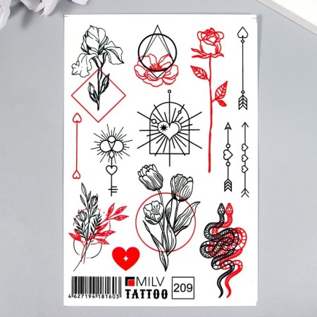 Tattoo on the body "Symbols" 10x15 cm