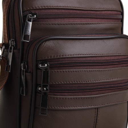 Male bag on lightning, long belt, brown color-2