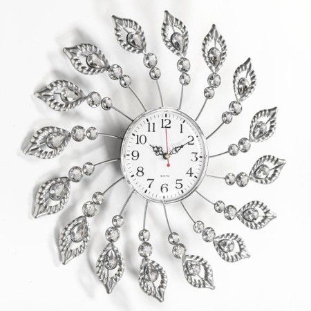 Wall clock, series: openwork, "feathers", smooth move, d-38 cm, dial 13 cm-1