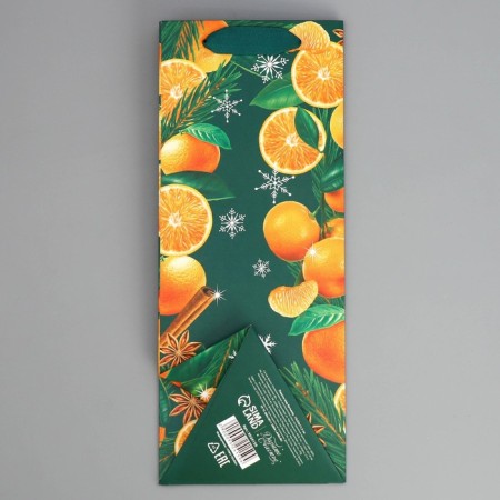 Package for a bottle, triangular "New Year", 13 x 32 x 11.3 cm, New Year-8